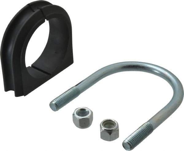 ZSI - 2-1/2" Pipe, Steel U Bolt Clamp with Cushion - Electro Galvanized, 1" Panel Thickness - Exact Industrial Supply