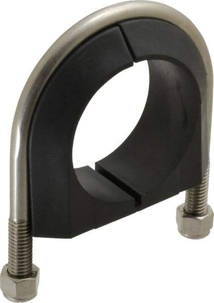 ZSI - 2" Pipe, Grade 316 Stainless Steel U Bolt Clamp with Cushion - 3/4" Panel Thickness - Exact Industrial Supply