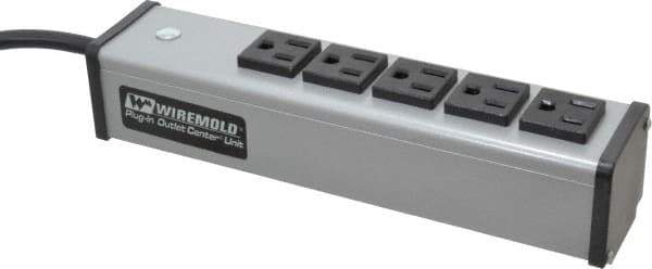 Wiremold - 5 Outlets, 120 Volts, 15 Amps, 6' Cord, Power Outlet Strip - Free Hanging Mount, 5-15 NEMA Configuration, 9-1/4" Strip, cULus Listed - Exact Industrial Supply