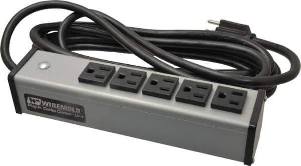 Wiremold - 5 Outlets, 120 Volts, 15 Amps, 15' Cord, Power Outlet Strip - Free Hanging Mount, 5-15 NEMA Configuration, 9-1/4" Strip, cULus Listed - Exact Industrial Supply