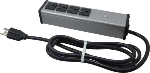 Wiremold - 4 Outlets, 120 Volts, 15 Amps, 6' Cord, Power Outlet Strip - Free Hanging Mount, 5-15 NEMA Configuration, 9-1/4" Strip, cULus Listed - Exact Industrial Supply