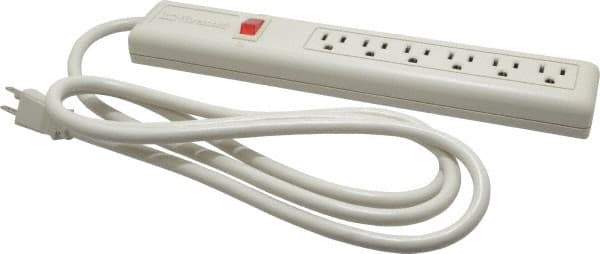 Wiremold - 6 Outlets, 120 Volts, 15 Amps, 6' Cord, Power Outlet Strip - Keyhole Mount, 5-15 NEMA Configuration, 12" Strip, cULus Listed - Exact Industrial Supply