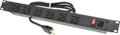 Wiremold - 6 Outlets, 120 Volts, 15 Amps, 6' Cord, Power Outlet Strip - Rack Mount, 6 Front NEMA Configuration - Exact Industrial Supply