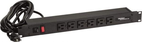 Wiremold - 6 Outlets, 120 Volts, 15 Amps, 15' Cord, Power Outlet Strip - Rack Mount, 6 Front NEMA Configuration, cULus Recognized - Exact Industrial Supply