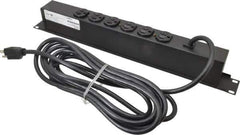 Wiremold - 6 Outlets, 120 Volts, 15 Amps, 15' Cord, Power Outlet Strip - Rack Mount, 6 Back NEMA Configuration, 19" Strip - Exact Industrial Supply