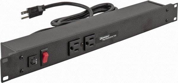 Wiremold - 6 Outlets, 120 Volts, 15 Amps, 6' Cord, Power Outlet Strip - Rack Mount, 2 Front - 4 Back NEMA Configuration, 19" Strip - Exact Industrial Supply