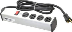 Wiremold - 4 Outlets, 120 Volts, 20 Amps, 6' Cord, Power Outlet Strip - Free Hanging Mount, 5-20 NEMA Configuration, 10-3/4" Strip, cULus Listed - Exact Industrial Supply
