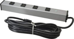 Wiremold - 4 Outlets, 120 Volts, 15 Amps, 15' Cord, Power Outlet Strip - Free Hanging Mount, 5-15 NEMA Configuration, 16" Strip, cULus Listed - Exact Industrial Supply