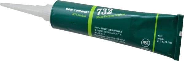 Dow Corning - 3 oz Tube White RTV Silicone Joint Sealant - -76 to 356°F Operating Temp, 20 min Tack Free Dry Time, 24 hr Full Cure Time, Series 732 - Exact Industrial Supply