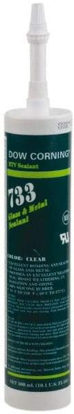 Dow Corning - 10.1 oz Cartridge Clear RTV Silicone Joint Sealant - Food Safe, -70 to 350°F Operating Temp, 15 min Tack Free Dry Time, 24 hr Full Cure Time, Series 733 - Exact Industrial Supply