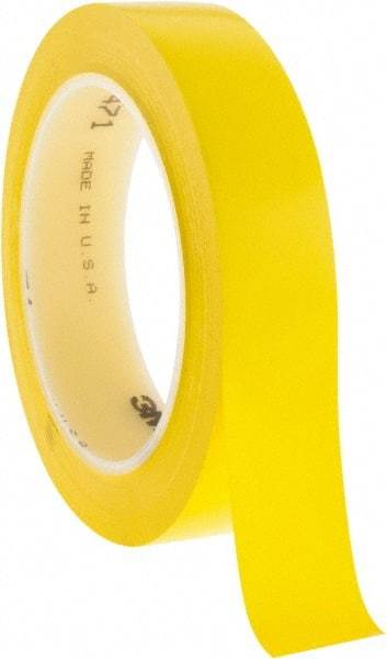3M - Yellow Solid Color Vinyl Tape - 1" Wide x 108' Long x 5.2 mil Thick, General Traffic - Exact Industrial Supply