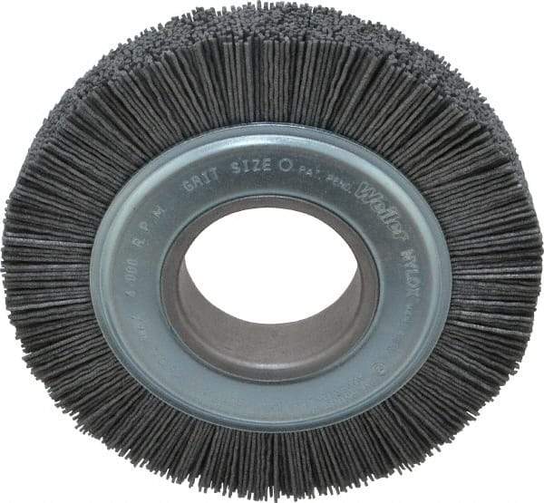 Weiler - 6" OD, 2" Arbor Hole, Crimped Nylon Wheel Brush - 1" Face Width, 1-1/4" Trim Length, 0.04" Filament Diam, 3,600 RPM - Exact Industrial Supply