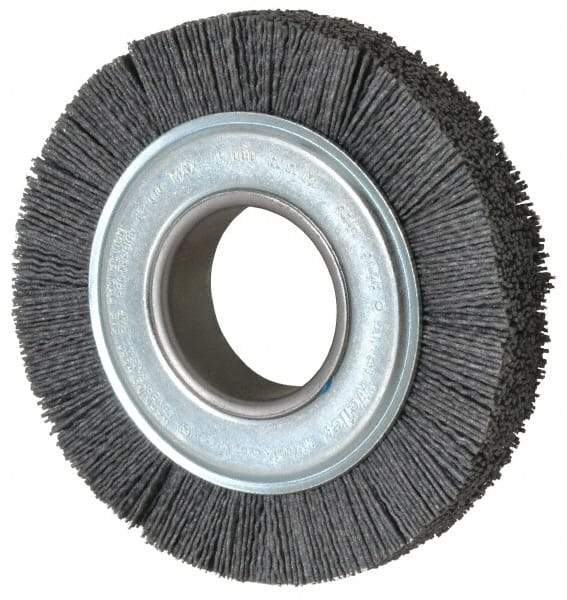 Weiler - 6" OD, 2" Arbor Hole, Crimped Nylon Wheel Brush - 1" Face Width, 1-1/4" Trim Length, 0.04" Filament Diam, 3,600 RPM - Exact Industrial Supply