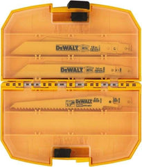 DeWALT - 15 Pieces, 6" Long x 0.04" Thickness, Bi-Metal Reciprocating Saw Blade Set - Straight Profile, 6 to 18 Teeth, Toothed Edge - Exact Industrial Supply