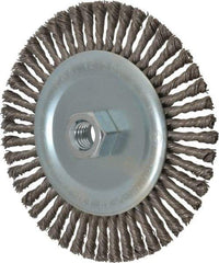 Anderson - 6" OD, 5/8-11 Arbor Hole, Knotted Steel Wheel Brush - 3/16" Face Width, 1-1/8" Trim Length, 0.02" Filament Diam, 12,500 RPM - Exact Industrial Supply