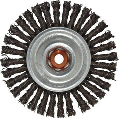 Anderson - 4" OD, M10x1.50 Arbor Hole, Knotted Steel Wheel Brush - 1/4" Face Width, 7/8" Trim Length, 0.02" Filament Diam, 20,000 RPM - Exact Industrial Supply