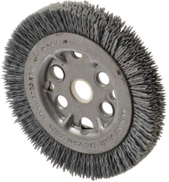 Anderson - 4-1/4" OD, 5/8" Arbor Hole, Crimped Nylon Wheel Brush - 7/16" Face Width - Exact Industrial Supply