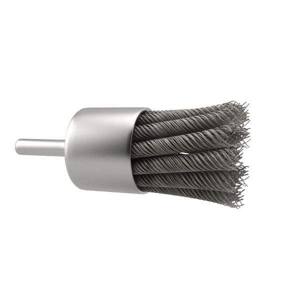 Anderson - 1-1/8" Brush Diam, Knotted, End Brush - 1/4" Diam Shank, 22,000 Max RPM - Exact Industrial Supply