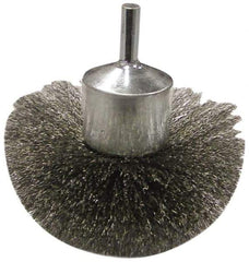 Anderson - 3" Brush Diam, Crimped, Flared End Brush - 1/4" Diam Shank, 16,000 Max RPM - Exact Industrial Supply
