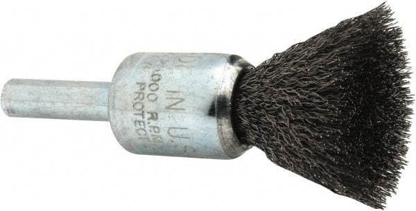 Anderson - 1/2" Brush Diam, Crimped, End Brush - 1/4" Diam Shank, 25,000 Max RPM - Exact Industrial Supply
