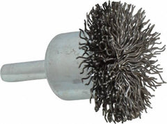 Anderson - 1-1/2" Brush Diam, Crimped, Flared End Brush - 1/4" Diam Shank, 20,000 Max RPM - Exact Industrial Supply