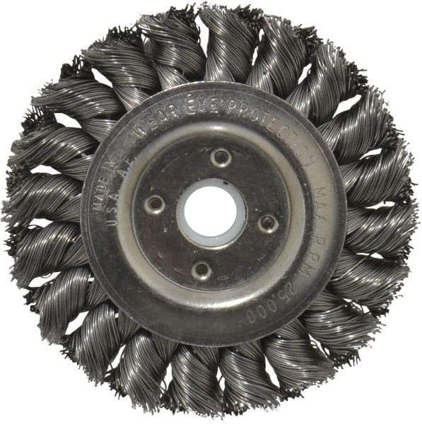 Anderson - 3" OD, 1/2" Arbor Hole, Knotted Steel Wheel Brush - 3/8" Face Width, 5/8" Trim Length, 0.014" Filament Diam, 25,000 RPM - Exact Industrial Supply