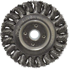 Anderson - 3" OD, 1/2" Arbor Hole, Knotted Steel Wheel Brush - 3/8" Face Width, 5/8" Trim Length, 0.014" Filament Diam, 25,000 RPM - Exact Industrial Supply