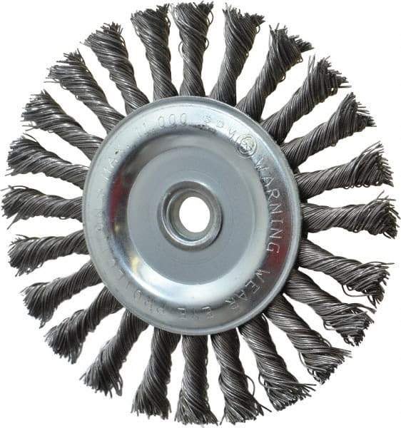 Anderson - 6" OD, 5/8" Arbor Hole, Knotted Steel Wheel Brush - 1/2" Face Width, 1-7/16" Trim Length, 0.025" Filament Diam, 9,000 RPM - Exact Industrial Supply