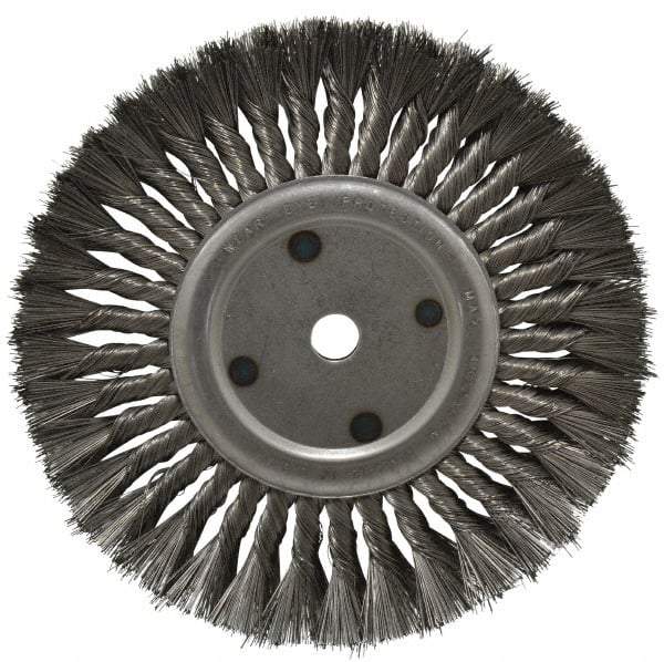 Anderson - 10" OD, 3/4" Arbor Hole, Knotted Steel Wheel Brush - 11/16" Face Width, 2-1/4" Trim Length, 0.016" Filament Diam, 4,500 RPM - Exact Industrial Supply