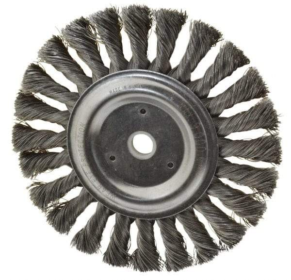 Anderson - 6" OD, 1/2" Arbor Hole, Knotted Steel Wheel Brush - 1/2" Face Width, 1-7/16" Trim Length, 0.0118" Filament Diam, 9,000 RPM - Exact Industrial Supply