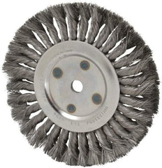 Anderson - 8" OD, 5/8" Arbor Hole, Knotted Steel Wheel Brush - 5/8" Face Width, 1-3/4" Trim Length, 0.0118" Filament Diam, 6,000 RPM - Exact Industrial Supply
