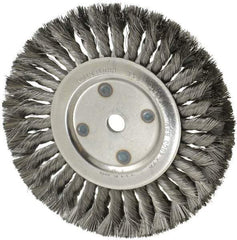 Anderson - 8" OD, 5/8" Arbor Hole, Knotted Steel Wheel Brush - 5/8" Face Width, 1-3/4" Trim Length, 0.014" Filament Diam, 6,000 RPM - Exact Industrial Supply