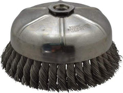Anderson - 6" Diam, 5/8-11 Threaded Arbor, Steel Fill Cup Brush - 0.02 Wire Diam, 1-3/8" Trim Length, 6,600 Max RPM - Exact Industrial Supply