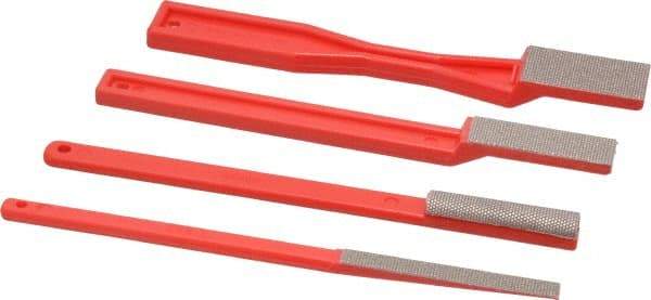 3M - 4 Piece Diamond Pattern File Set - 1-1/2" File Length, Set Includes Half Round - Exact Industrial Supply