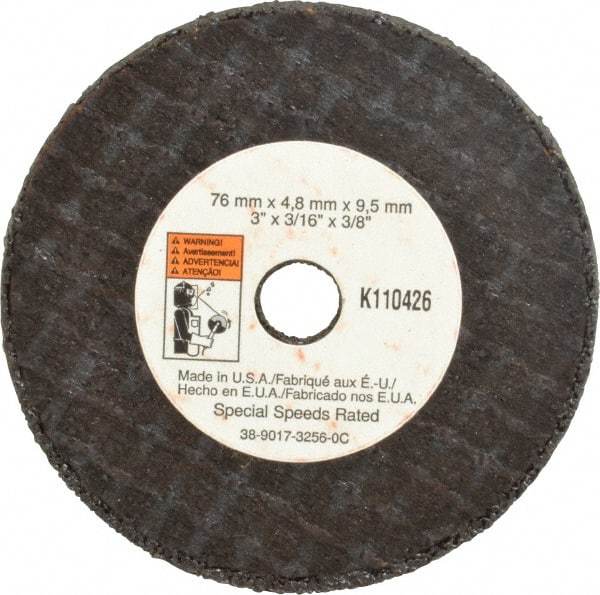 3M - 3" Aluminum Oxide Cutoff Wheel - 3/16" Thick, 3/8" Arbor, 20,375 Max RPM, Use with Die Grinders - Exact Industrial Supply