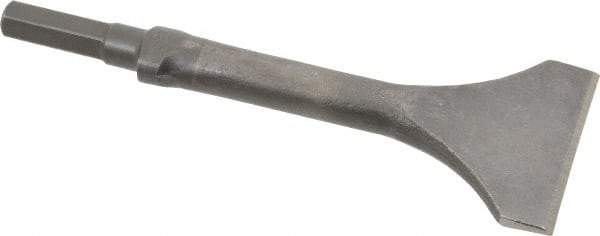 Made in USA - 3" Head Width, 9" OAL, 1/2" Shank Diam, Scaling Chisel - Hex Drive, Hex Shank, Alloy Steel - Exact Industrial Supply
