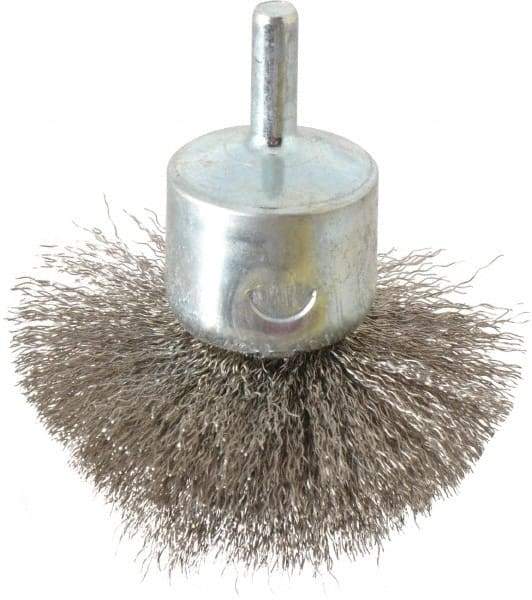 Weiler - 2-3/4" Brush Diam, Crimped, Flared End Brush - 1/4" Diam Shank, 16,000 Max RPM - Exact Industrial Supply