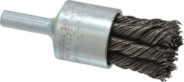Weiler - 3/4" Brush Diam, Knotted, End Brush - 1/4" Diam Shank, 22,000 Max RPM - Exact Industrial Supply