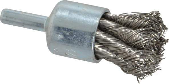 Weiler - 3/4" Brush Diam, Knotted, End Brush - 1/4" Diam Shank, 22,000 Max RPM - Exact Industrial Supply