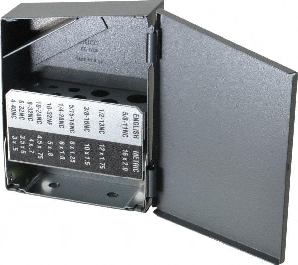 Huot - #4-40 to 5/8-11 Tap Storage - 3-1/4" Wide x 4-1/2" Deep x 1" High, Steel - Exact Industrial Supply