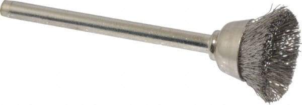 Anderson - 9/16" Diam, 1/8" Shank Diam, Stainless Steel Fill Cup Brush - 0.005 Wire Diam, 25,000 Max RPM - Exact Industrial Supply