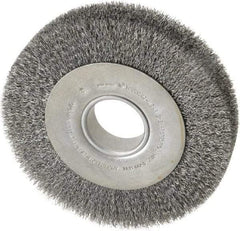 Anderson - 8" OD, 2" Arbor Hole, Crimped Steel Wheel Brush - 1-5/8" Face Width, 1-1/2" Trim Length, 0.0118" Filament Diam, 4,500 RPM - Exact Industrial Supply