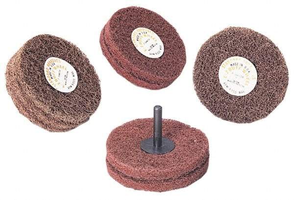 Standard Abrasives - 4" Diam x 2" Thick, Medium Mounted Scrubber Buffing Wheel - 2 Ply, Very Fine Grade, 1/4" Shank Diam, 6,000 RPM - Exact Industrial Supply