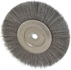 Anderson - 10" OD, 3/4" Arbor Hole, Crimped Steel Wheel Brush - 1/2" Face Width, 2-15/32" Trim Length, 0.014" Filament Diam, 3,600 RPM - Exact Industrial Supply