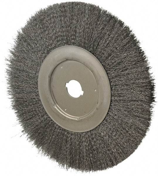 Anderson - 12" OD, 1-1/4" Arbor Hole, Crimped Steel Wheel Brush - 1/2" Face Width, 3" Trim Length, 0.0118" Filament Diam, 3,000 RPM - Exact Industrial Supply