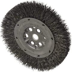 Anderson - 6" OD, 5/8" Arbor Hole, Crimped Steel Wheel Brush - 3/4" Face Width, 1-1/8" Trim Length, 0.014" Filament Diam, 6,000 RPM - Exact Industrial Supply