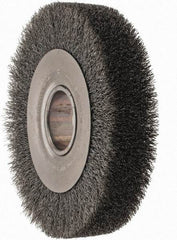 Anderson - 8" OD, 2" Arbor Hole, Crimped Steel Wheel Brush - 1-5/8" Face Width, 1-1/2" Trim Length, 0.01" Filament Diam, 4,500 RPM - Exact Industrial Supply