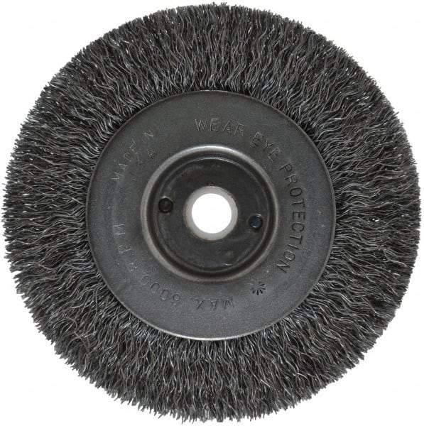 Anderson - 4" OD, 1/2" Arbor Hole, Crimped Steel Wheel Brush - 11/32" Face Width, 13/16" Trim Length, 0.0118" Filament Diam, 6,000 RPM - Exact Industrial Supply