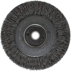 Anderson - 4" OD, 1/2" Arbor Hole, Crimped Steel Wheel Brush - 11/32" Face Width, 13/16" Trim Length, 0.0118" Filament Diam, 6,000 RPM - Exact Industrial Supply