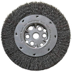 Anderson - 6" OD, 5/8" Arbor Hole, Crimped Steel Wheel Brush - 3/4" Face Width, 1-1/8" Trim Length, 0.008" Filament Diam, 6,000 RPM - Exact Industrial Supply